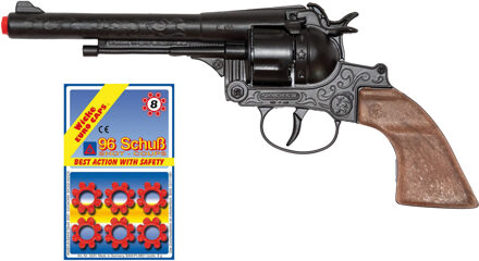 Politie/Cowboy Verkleed Set - 8 Schots Pistool - Incl 96 Plaffertjes - Carnaval/Thema Feest