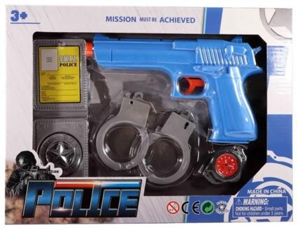 Politie speelgoed pistool en accessoires - kind - verkleed rollenspel - plastic - 13 cm - Speelgoedpistool