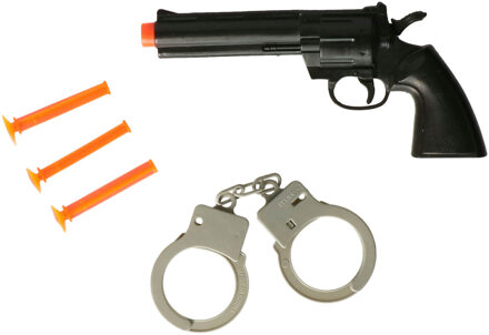 Politie speelgoed set - pistool met accessoires - verkleed rollenspel - plastic - voor kinderen Zwart
