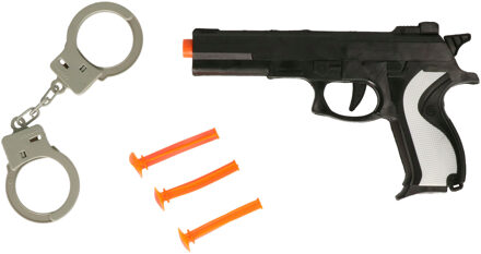 Politie speelgoed set - pistool met accessoires - verkleed rollenspel - plastic - voor kinderen Zwart