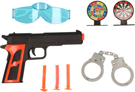 Politie speelgoed set - pistool met zuignap pijltjes - voor kinderen - plastic - met accessoires - Speelgoedpistool