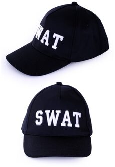 Politie SWAT baseball cap pet - verkleedkleding - volwassenen - hoedje - carnaval accessoires Zwart