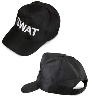 Politie SWAT pet verkleed accessoire voor volwassenen Zwart