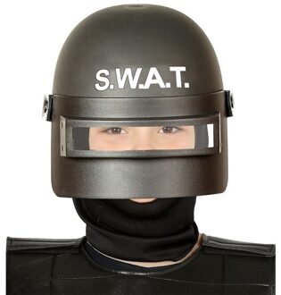 Politie SWAT verkleed helm met vizier voor kinderen zwart