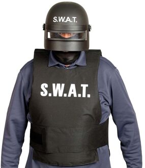 Politie SWAT verkleed helm - zwart - met vizier - voor volwassenen