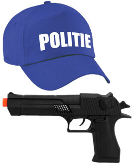 Politie verkleed cap / pet - blauw - met pistool - voor volwassenen - Carnaval - verkleden