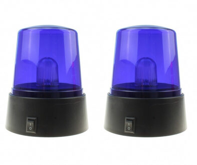 Politie zwaailamp/zwaailicht - 2x - met blauw LED licht - 11 cm - Politie speelgoed voor kinderen