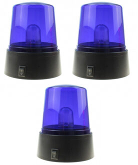 Politie zwaailamp/zwaailicht - 3x - met blauw LED licht - 11 cm - Politie speelgoed voor kinderen