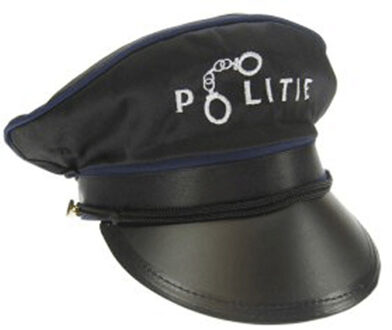 Politiepet voor kinderen - zwart/blauw - Politie thema verkleed accessoires