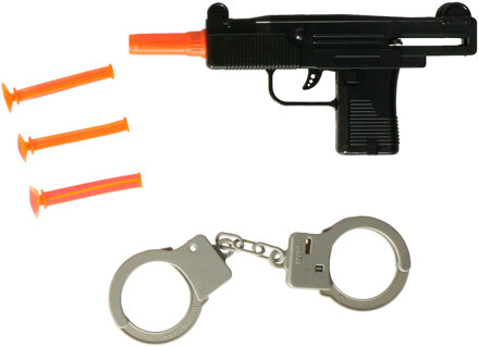Politieset Met Machinepistool 5-delig Zwart