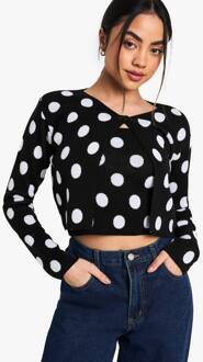Polka Dot Button Neck Cardigan En Cami Top Set, Mono
