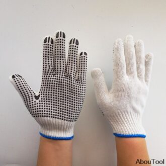 Polka Dot Rubberen Handschoenen Arbeid Werken Handwear Pvc Gestippelde Gebreide Handschoen Houtbewerking Anti Slip Tuin Plant Reparatie Antislip set 12pairs zwart dot