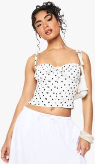 Polkadot Bengaline Corset Top Met Strikdetail, White - 40