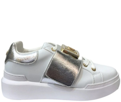 Pollini Nuke45 Sneakers - Wit/Zilver Pollini , White , Dames - 37 Eu,36 Eu,38 Eu,35 Eu,40 EU