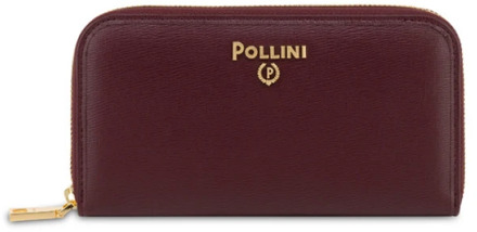 Pollini Palmellato ritssluiting portemonnee met kaartsleuven Pollini , Red , Dames - ONE Size