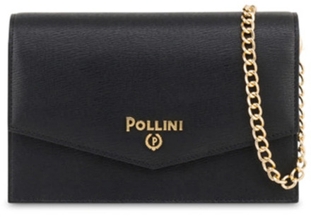 Pollini Zwarte Pochette met Kettingband Pollini , Black , Dames - ONE Size