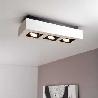 Pollux bianco III by LUSENZ - Rechthoekige 3-lichts plafondlamp met richtbare spots, mat witte coating en zwart interieur