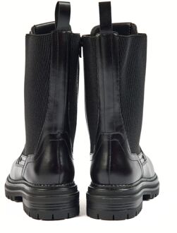 Polly Leren/Textiel Dames Zwarte Laarzen - EU 40.5 / UK 7