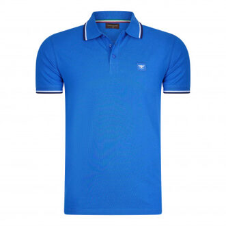 Polo applique pique Blauw - XXL