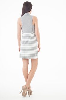 Polo hals gestreepte jurk Grijs - XL