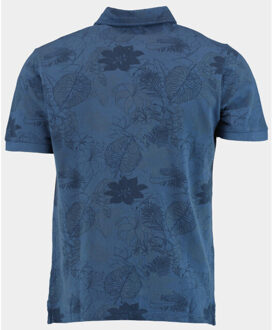 Polo korte mouw polo print 2822425/215 denim - maat XL Blauw