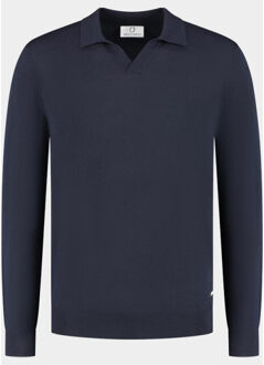 Polo lange mouwen heren connor knit ls bwa26105co75/4001 Blauw - XL