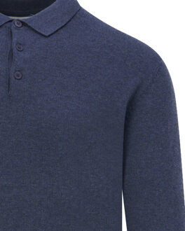 Polo long sleeve Blauw - XL