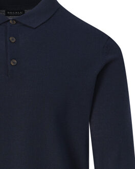 Polo long sleeve Blauw - XXL