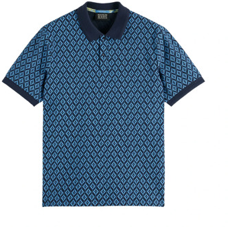 Polo met All Over Print Scotch & Soda , Blue , Heren - Xl,L,M,S