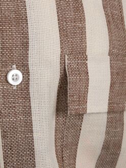 Polo Overshirt Streep Bruin - L,M,S,XL