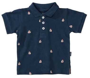 Polo shirt marine gedessineerd Blauw - 80