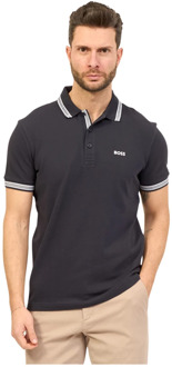 Polo Shirt met Contrast Trim Logo Hugo Boss , Blue , Heren - 2Xl,Xl,L,M,S
