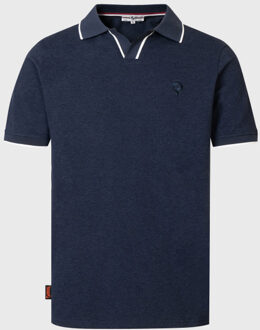 Polo shirt stein – donker melange - maat S Blauw