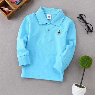 Polo Tee For Boy Spring Autumn Long Sleeve Clothes Children's Lapel Shirt Embroidery Costum Boys Polo Brand Blue Shirts Outfit