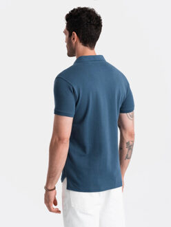 Poloshirt heren korte mouw donker - maat M Blauw