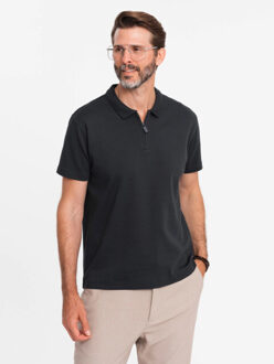 Poloshirt heren korte mouw met rits - 0132z Zwart