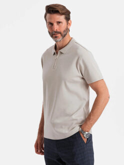 Poloshirt heren korte mouw met rits licht 0132lg Grijs - XL