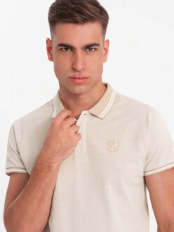 Poloshirt heren korte mouw sand melange 0109-sm Ecru