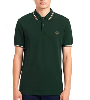 Poloshirt - Mannen - donker groen/bruin/wit