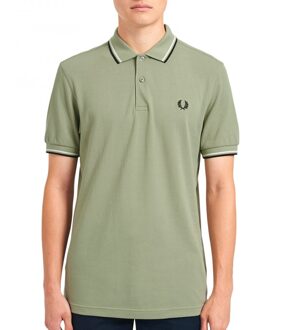 Poloshirt - Mannen - licht groen/zwart/wit