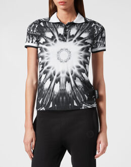 Poloshirt Optical Flower Zwart - M