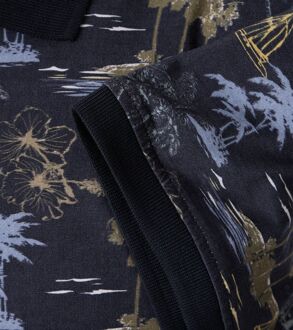 Poloshirt Print Navy Donkerblauw - M