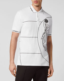 Poloshirt Tiger - maat L Wit/Zwart