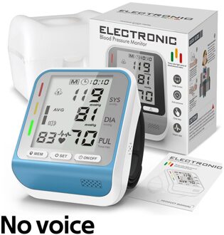 Pols Mini Bloeddrukmeter Elektrische Bloeddrukmeter Digitale Hartslag Tonometer Arteriële Tensiometer Monitores Bloeddruk NoVoice-blauw