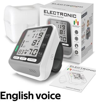 Pols Mini Bloeddrukmeter Elektrische Bloeddrukmeter Digitale Hartslag Tonometer Arteriële Tensiometer Monitores Bloeddruk Voice-wit