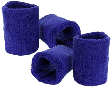 Pols zweetbandjes blauw voor volwassenen 4x stuks