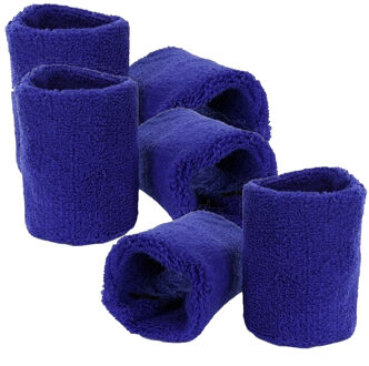 Pols zweetbandjes blauw voor volwassenen 6x stuks