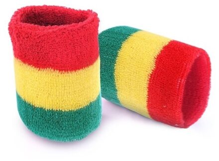 Pols zweetbandjes carnaval rood/geel/groen 2 stuks