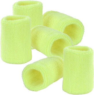 Pols zweetbandjes neon geel - voor volwassenen - 6x stuks