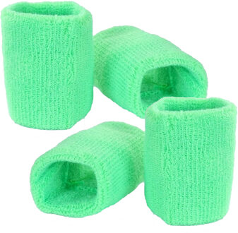 Pols zweetbandjes neon groen - voor volwassenen - 4x stuks